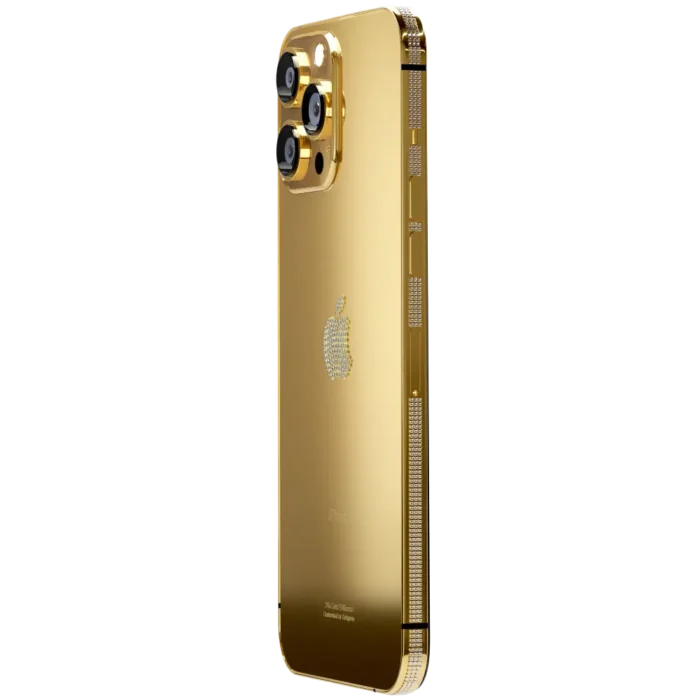 24k Gold Rose Gold Platinum iPhone 15 ProPro Max VS1 Diamond Bezel Logo.webp